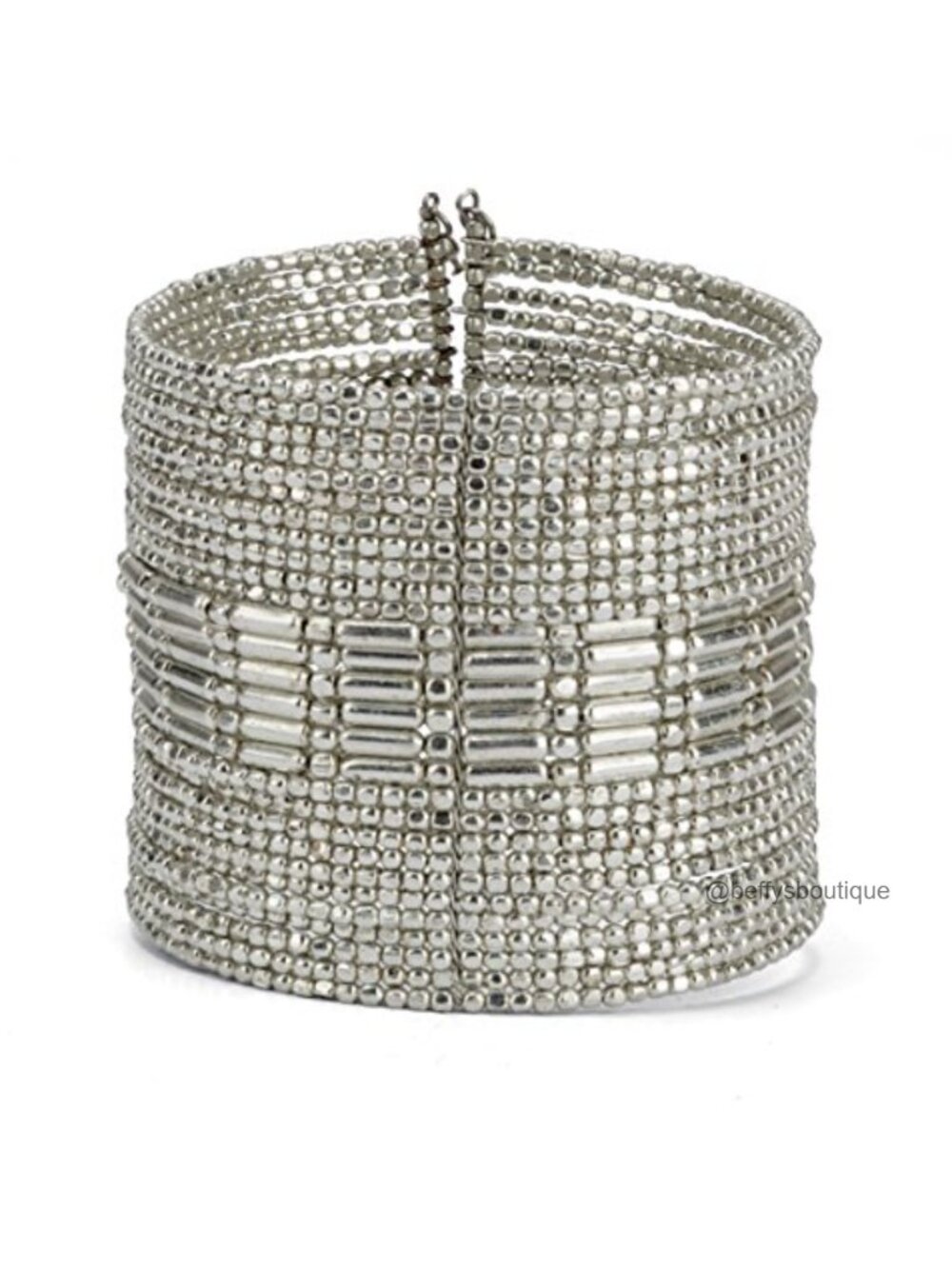 Boho Metal Cuff Bangle Bracelet Handmade Beaded Statement Jewelry